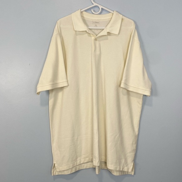L.L. Bean Men's Pique Polo Shirt Short-Sleeve Ivory Cream XXL Tall Basic Summer - Picture 1 of 8